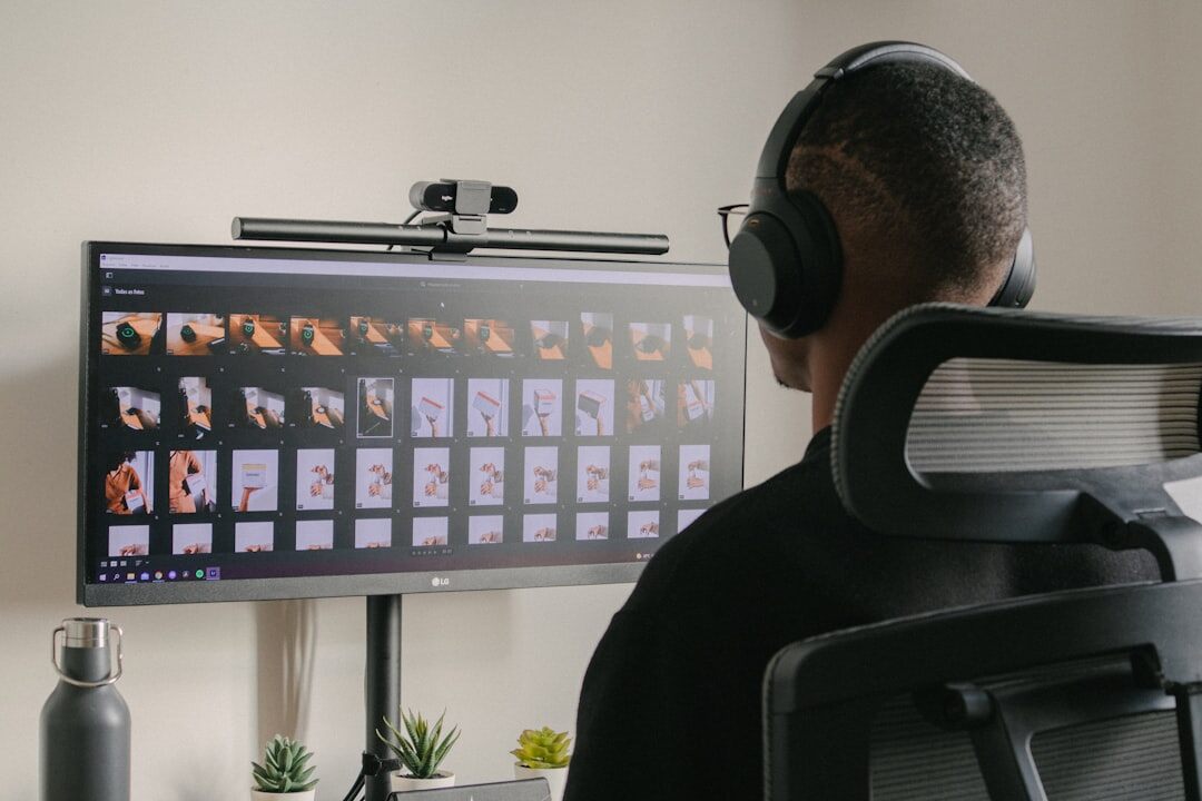 film editor at desk